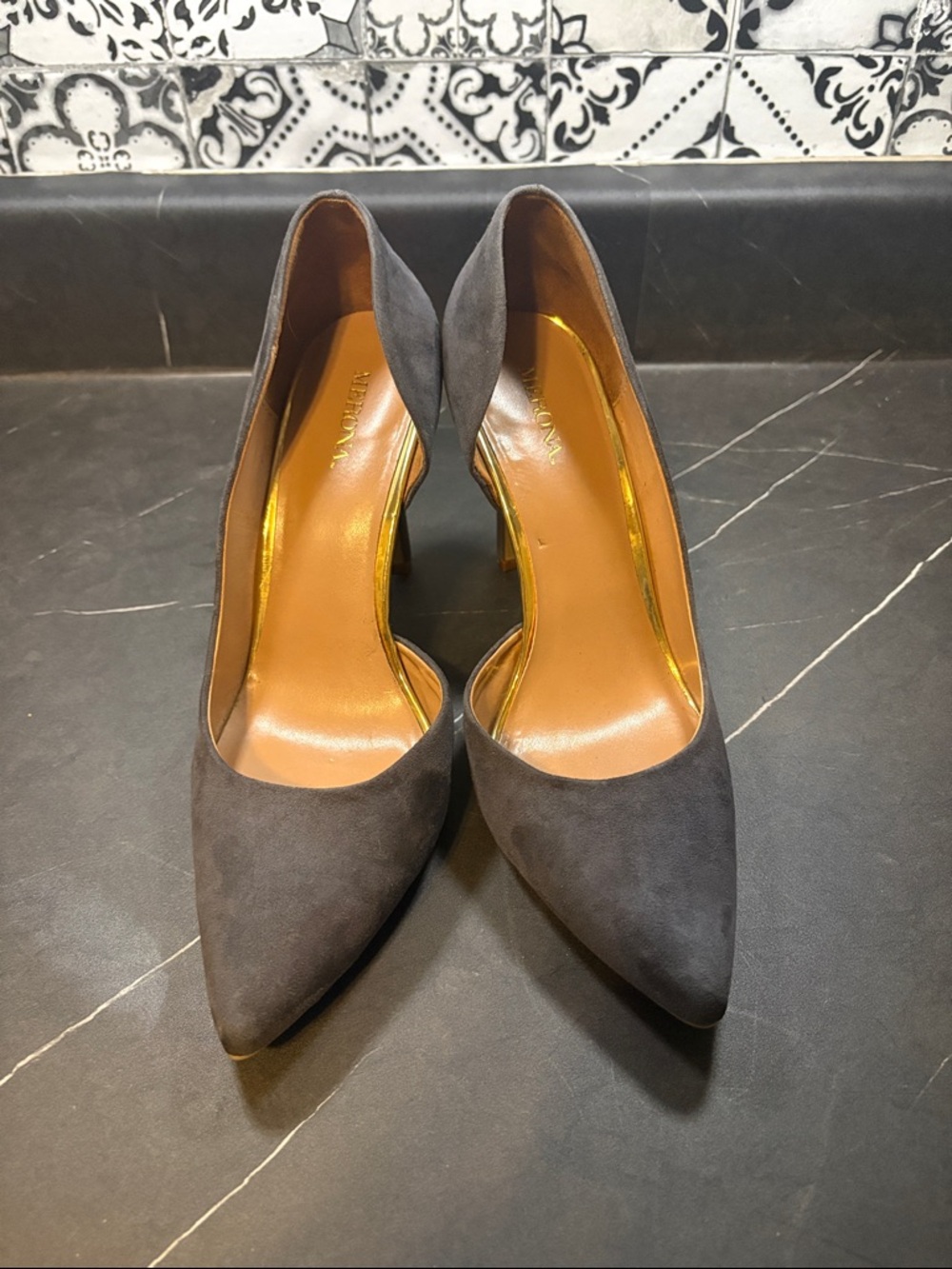 Merona Charcoal Gray Suede Pointed-Toe Pumps